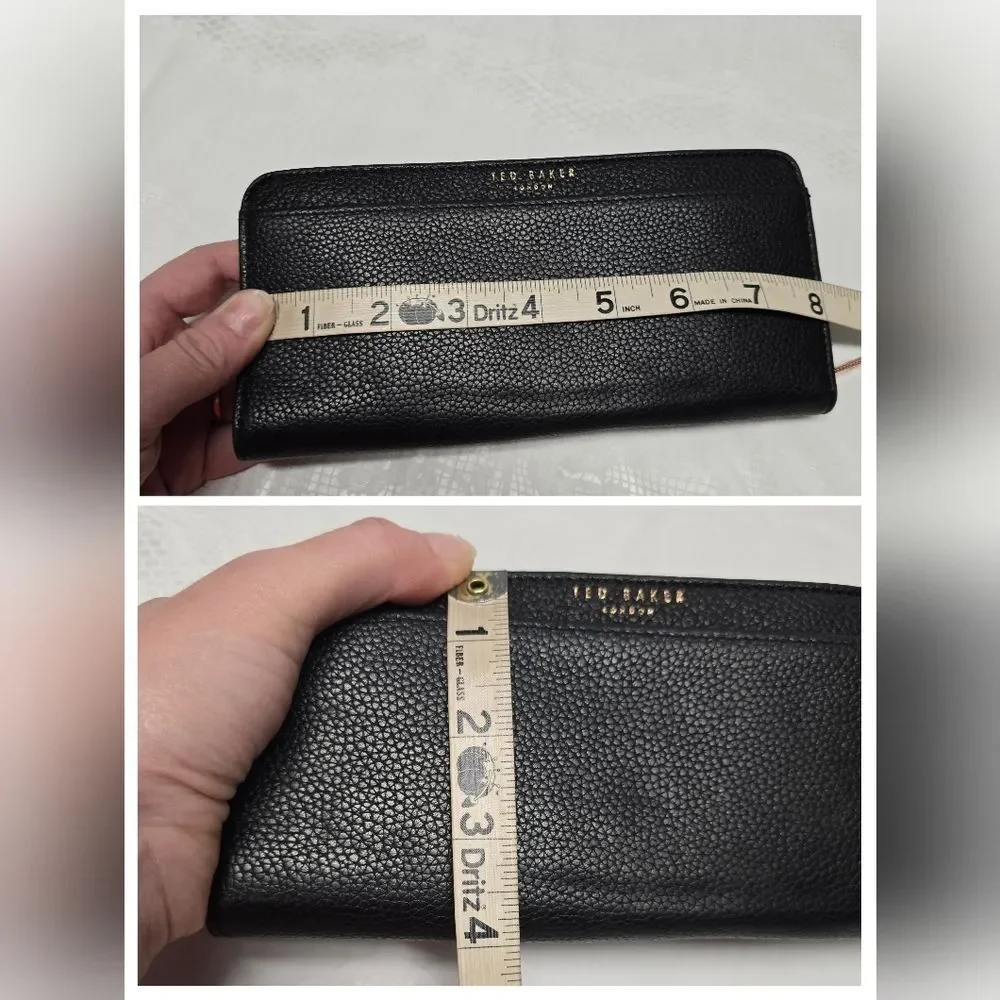 TED BAKER LONDON Jade Black Genuine Leather Zip Around Wallet
